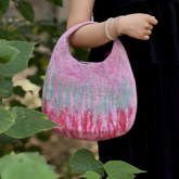 Handmade Wool Felt Bag – Gradient Pink Shoulder & Handbag (40×33cm)