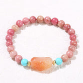 Healing Gemstone Bracelet – 6mm Natural Rhodochrosite & Carved Agate