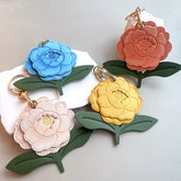 Handmade Leather Floral Charm –  Flower Keychain in 4 Colors