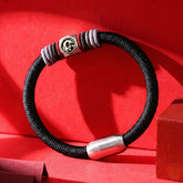 The "Guardian" Series: Ancient Beast Totem Bracelet | Rugged Cord & Silver Cuff for Men