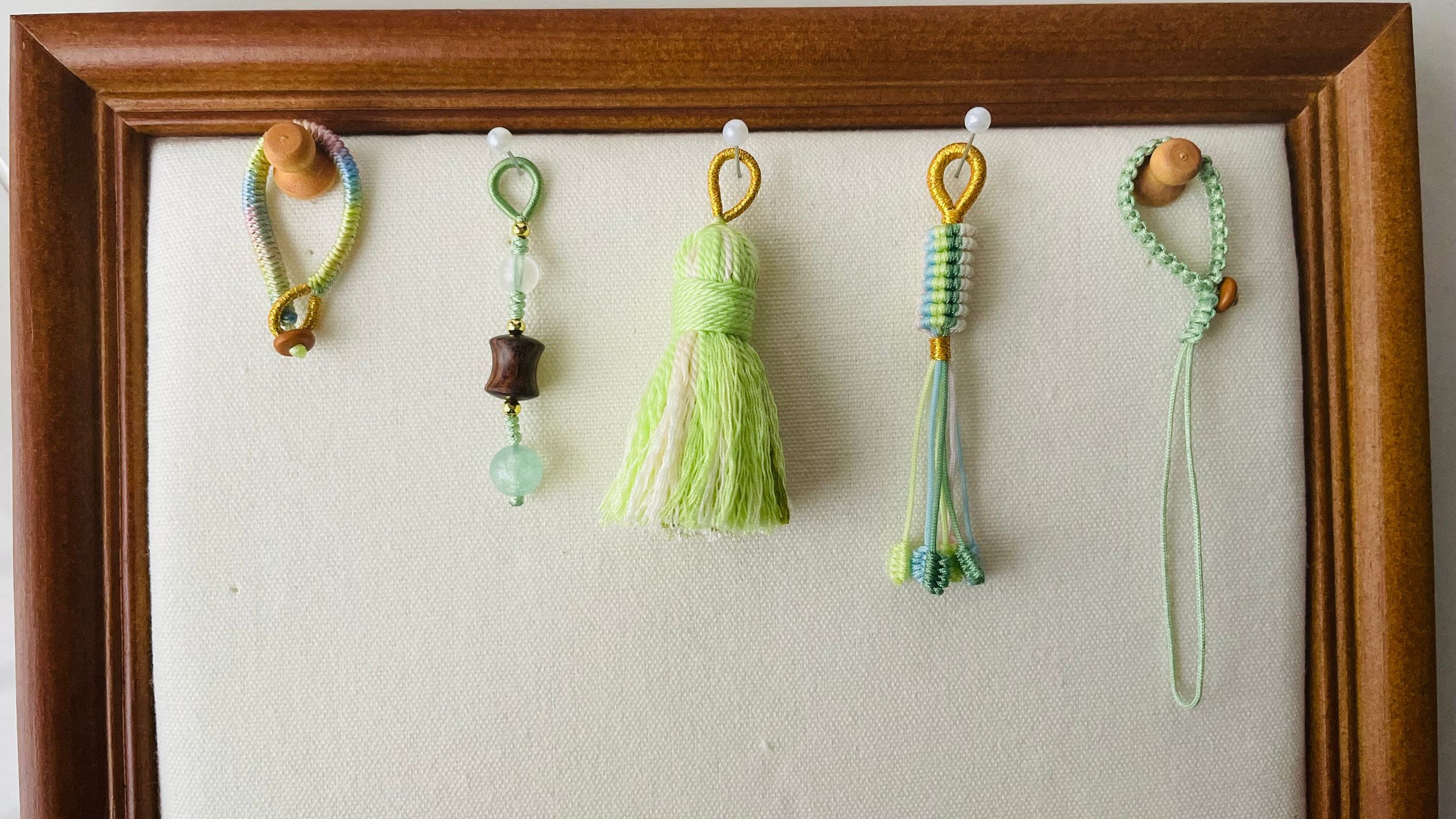 Hand-braided Phone Charm with Natural Stone Beads, Tassel and Prayer Wheel for Phone, Bag, Camera or Keychains - product showcase - handcrafted artisan jewelry Proyoo