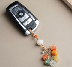 Blossom of Hope Car Keychain - Lily of the Valley & Chalcedony Charm for Women - lifestyle product photo - Proyoo Handmade