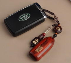 Artisan "All is Well" Wood Keychain - Premium Sandalwood Lotus Amulet for Good Fortune - lifestyle product photo - Proyoo Handmade