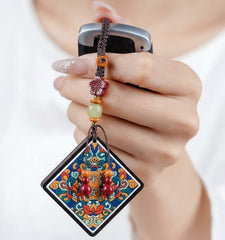 Safe Journey Boho Car Keychain - Ebony Wood Amulet for Protection & Peace - lifestyle product photo - Proyoo Handmade