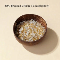 Crystal Cleansing Bowl - 400g Raw Gems with Eco Coconut Smudge Bowl - alternate angle view - Proyoo natural gemstone accessory