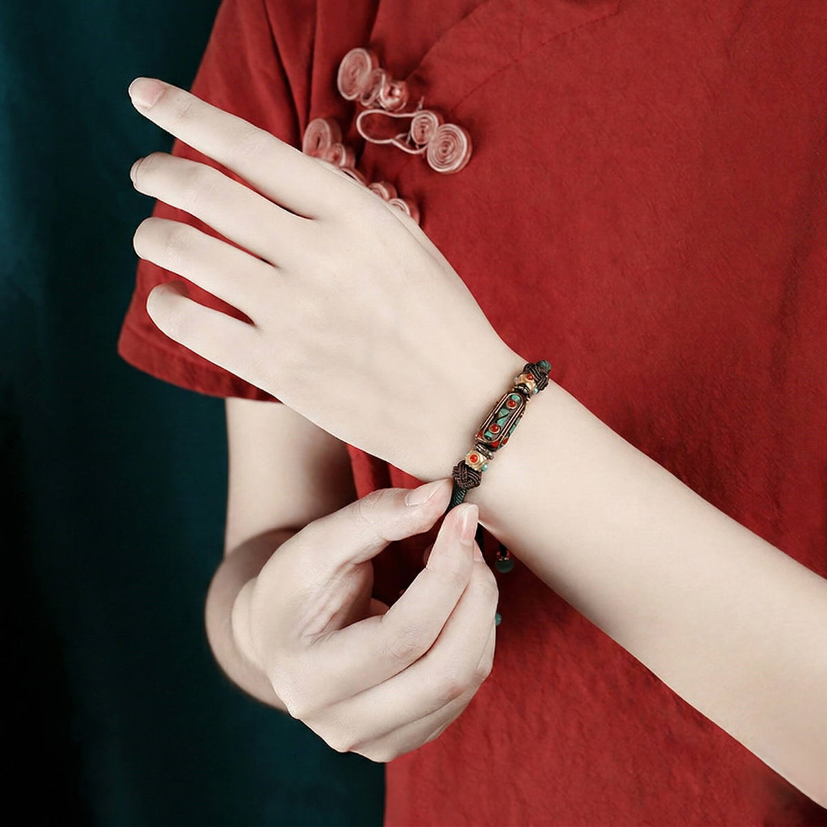 The "Nomad Spirit" Boho Braided Bracelet, Unisex Adjustable Vintage Cloisonné Rope - Handcrafted Crystal Jewelry by Proyoo