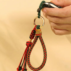 Braided Paracord Lanyard | Artisan Hand-Knotted Gradient Rope Keychain with Tassel