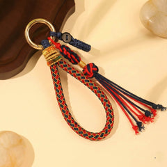 Braided Paracord Lanyard | Artisan Hand-Knotted Gradient Rope Keychain with Tassel