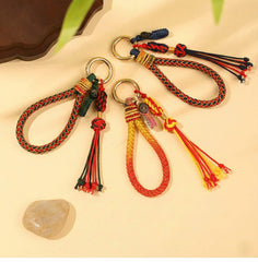 Braided Paracord Lanyard | Artisan Hand-Knotted Gradient Rope Keychain with Tassel