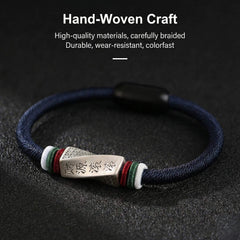 Men's "Wealth Flow" Bracelet | Hand-Braided Rope with 999 Fine Silver Charm Magnetic Clasp