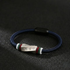 Men's "Wealth Flow" Bracelet | Hand-Braided Rope with 999 Fine Silver Charm Magnetic Clasp