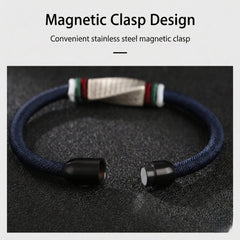 Men's "Wealth Flow" Bracelet | Hand-Braided Rope with 999 Fine Silver Charm Magnetic Clasp