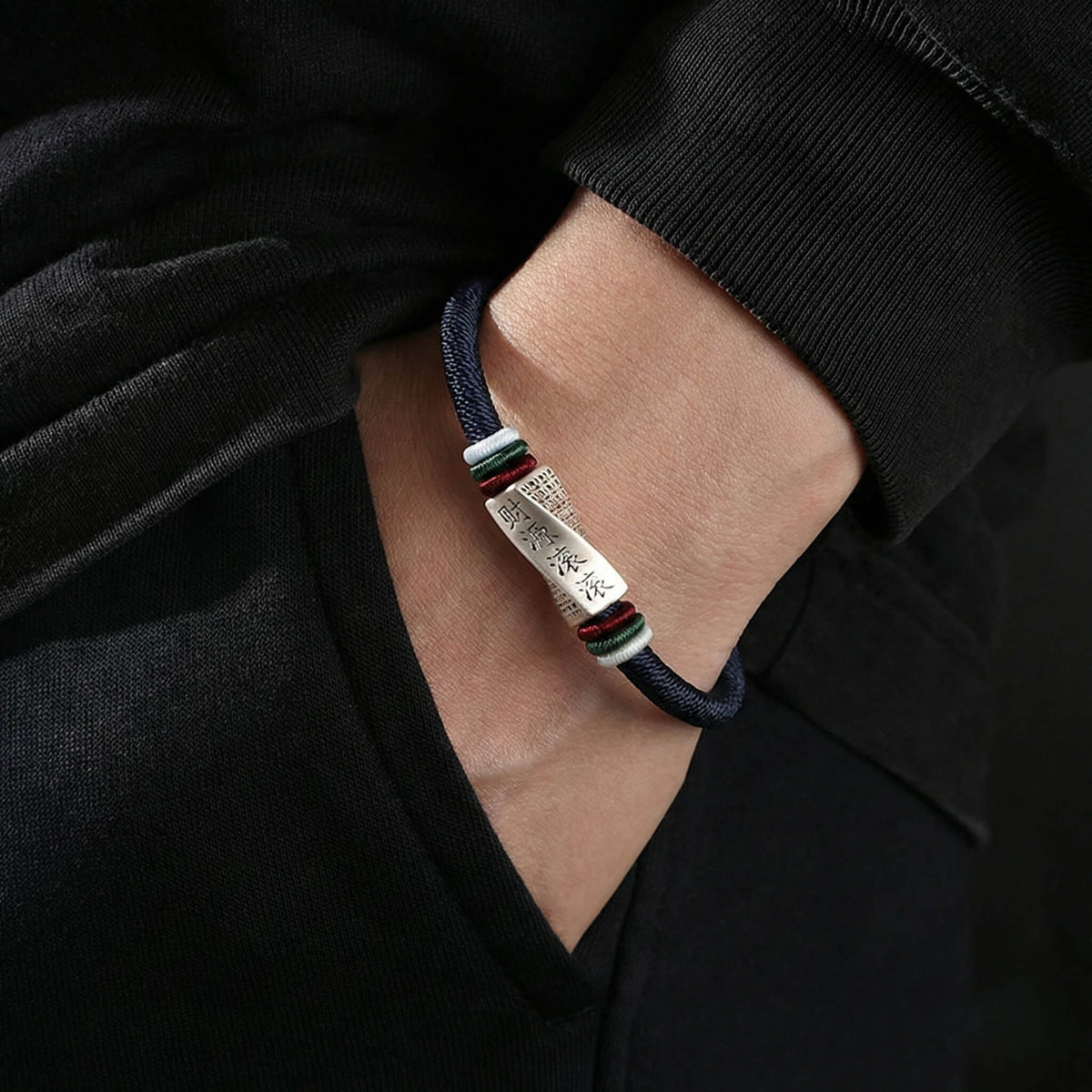 Men's "Wealth Flow" Bracelet | Hand-Braided Rope with 999 Fine Silver Charm Magnetic Clasp