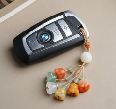 Blossom of Hope Car Keychain - Lily of the Valley & Chalcedony Charm for Women - Handcrafted Crystal Jewelry by Proyoo