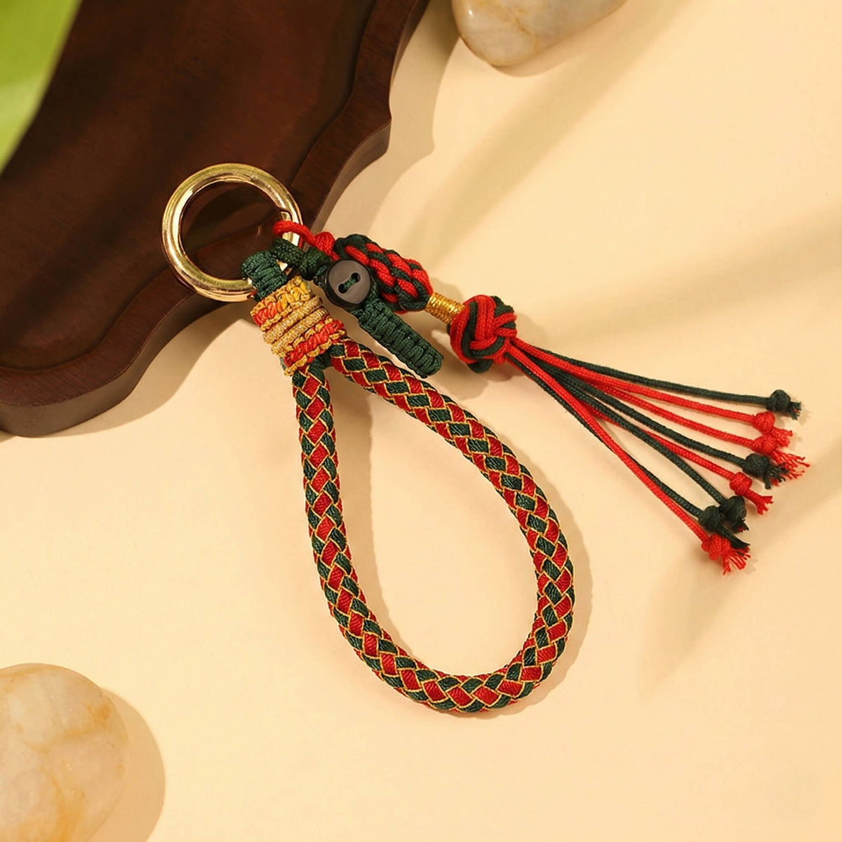 Braided Paracord Lanyard | Artisan Hand-Knotted Gradient Rope Keychain with Tassel