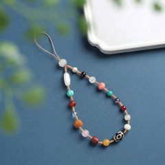 The "18 Blessings" Phone Strap | Tibetan Dzi & Mixed Jade Protection Phone Lanyard