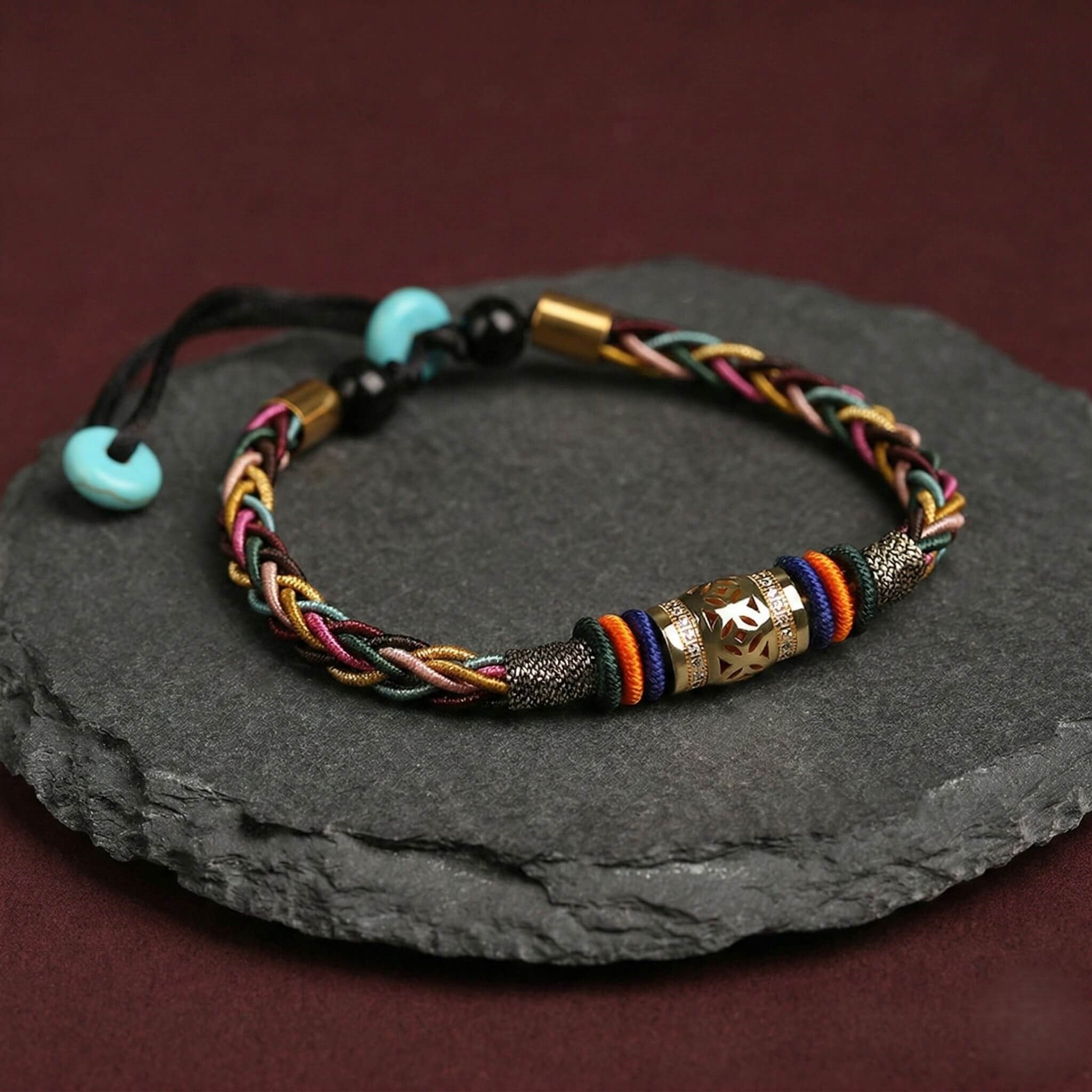 The "Infinite Peace" Bracelet for Women, Artisan-Woven Jewelry with Lucky Golden Charm - Handcrafted Crystal Jewelry by Proyoo