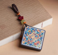 Safe Journey Boho Car Keychain - Ebony Wood Amulet for Protection & Peace - Handcrafted Crystal Jewelry by Proyoo
