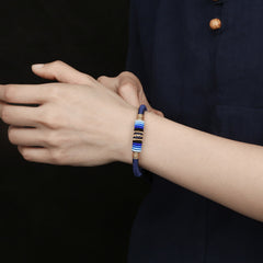 Tibetan Vajra Knot Bracelet for Women Men, 16-Strand Heavy Braid with Steel Clasp (Protection Amulet)