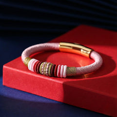 Tibetan Vajra Knot Bracelet for Women Men, 16-Strand Heavy Braid with Steel Clasp (Protection Amulet)