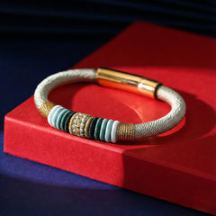 Tibetan Vajra Knot Bracelet for Women Men, 16-Strand Heavy Braid with Steel Clasp (Protection Amulet)