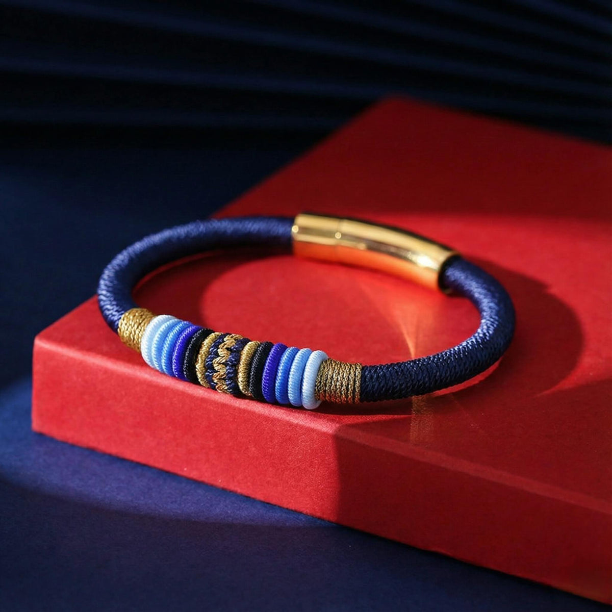 Tibetan Vajra Knot Bracelet for Women Men, 16-Strand Heavy Braid with Steel Clasp (Protection Amulet)