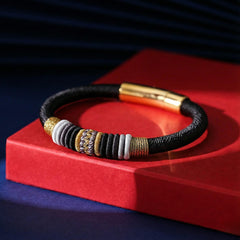 Tibetan Vajra Knot Bracelet for Women Men, 16-Strand Heavy Braid with Steel Clasp (Protection Amulet)