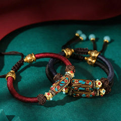 The "Nomad Spirit" Boho Braided Bracelet, Unisex Adjustable Vintage Cloisonné Rope - lifestyle product photo - Proyoo Handmade