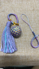 Hand-braided Phone Charm with Natural Stone Beads, Tassel and Prayer Wheel for Phone, Bag, Camera or Keychains - detail close-up view - Proyoo Handmade
