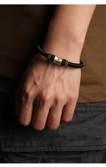 Men's Hand-Woven Mantra Bracelet | Authentic 999 Sterling Silver Charm | Magnetic Clasp Rope Wristlet