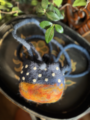 Handmade Wool Felt Crossbody Bag – Mini Felt Purse with Mushroom, Night Sky & Meadow Designs (10–14cm)