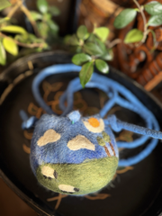 Handmade Wool Felt Crossbody Bag – Mini Felt Purse with Mushroom, Night Sky & Meadow Designs (10–14cm)