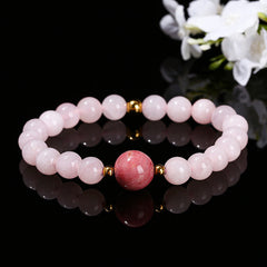 Healing Gemstone Bracelet-Natural Rose Quartz & Rhodochrosite