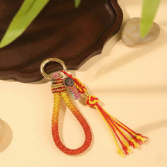 Braided Paracord Lanyard | Artisan Hand-Knotted Gradient Rope Keychain with Tassel