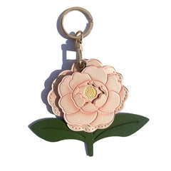 Handmade Leather Flower Keychain –Floral Charm in 4 Colors