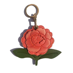 Handmade Leather Flower Keychain –Floral Charm in 4 Colors