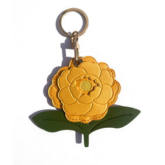 Handmade Leather Flower Keychain –Floral Charm in 4 Colors