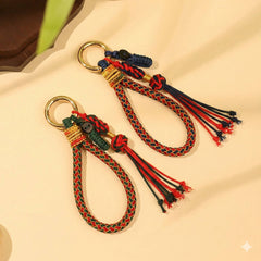 Braided Paracord Lanyard | Artisan Hand-Knotted Gradient Rope Keychain with Tassel