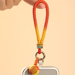 Hand-Woven Phone Lanyard | Gradient Rope Strap with Charm | Universal Anti-Drop Wristlet