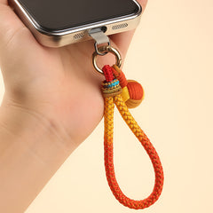 Hand-Woven Phone Lanyard | Gradient Rope Strap with Charm | Universal Anti-Drop Wristlet