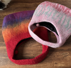 Handmade Wool Felt Bag – Gradient Pink Shoulder & Handbag (40×33cm)