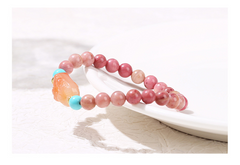 Healing Gemstone Bracelet – 6mm Natural Rhodochrosite & Carved Agate